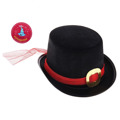 Карнавальная шляпка "Цилиндр" черная с красным ремешком