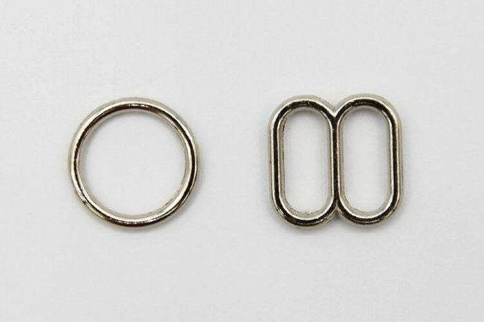 комплект регулятор + кольцо металлический для бюстгальтера, серебро, 10 мм